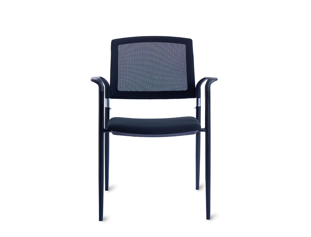 CADEIRA ROCADA CONFIDENTE BRACOS FIXOS ESTRUTURA METALICA ASSENTO TECIDO ANTI FOGO AZUL ENCOSTO MALHA 530X600X830 MM