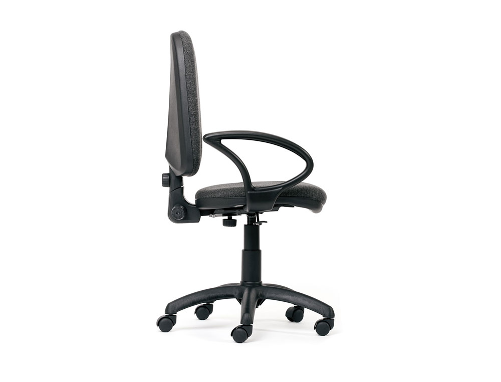 CADEIRA ROCADA ESCRITORIO BRACOS FIXOS BASE NYLON ENCOSTO ASSENTO TECIDO ANTI FOGO CINZA 610X610X1000-1050 MM