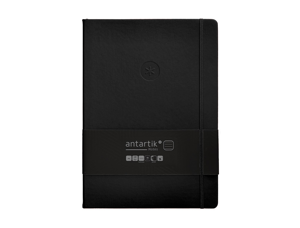 CADERNO COM ELASTICO ANTARTIK NOTES CAPA DURA A4 PAUTADO PRETO 100 FOLHAS 80 GR FSC