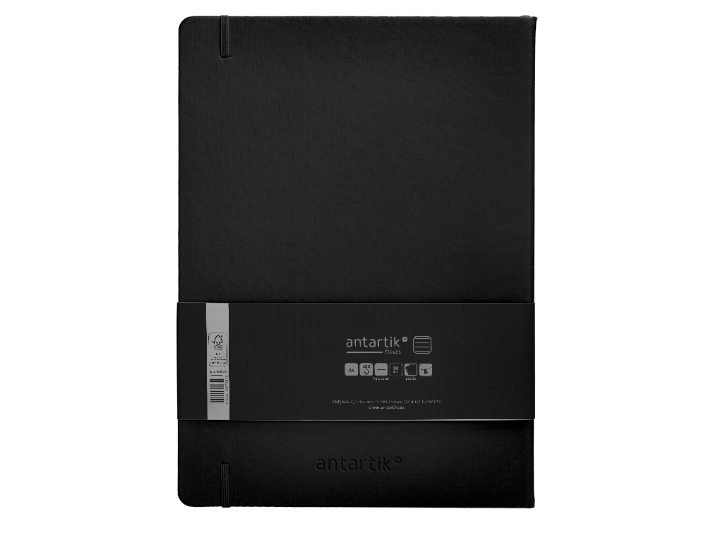 CADERNO COM ELASTICO ANTARTIK NOTES CAPA DURA A4 PAUTADO PRETO 100 FOLHAS 80 GR FSC