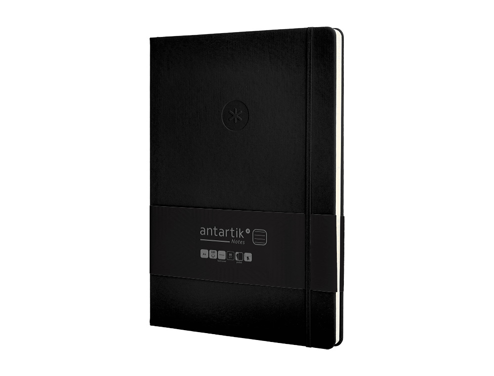 CADERNO COM ELASTICO ANTARTIK NOTES CAPA DURA A4 PAUTADO PRETO 100 FOLHAS 80 GR FSC