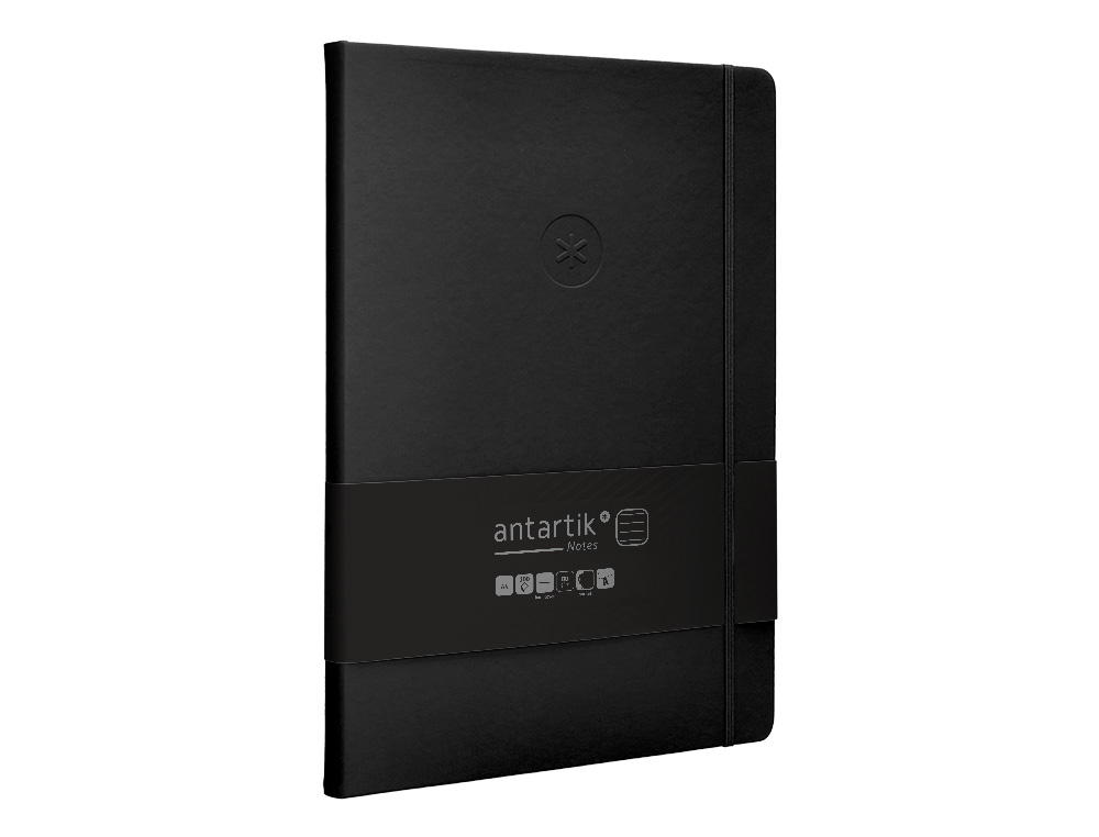 CADERNO COM ELASTICO ANTARTIK NOTES CAPA DURA A4 PAUTADO PRETO 100 FOLHAS 80 GR FSC