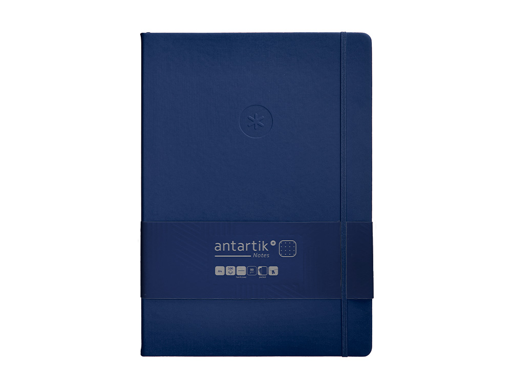 CADERNO COM ELASTICO ANTARTIK NOTES CAPA DURA A4 PONTILHADO AZUL MARINHO 100 FOLHAS 80 GR FSC