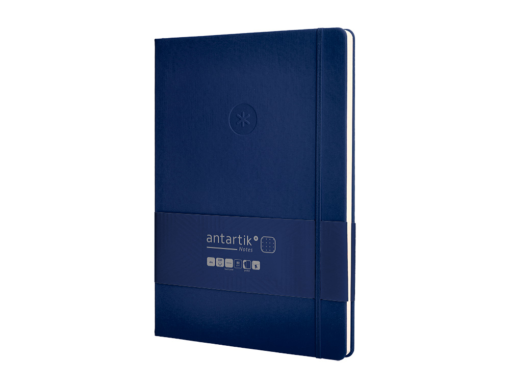 CADERNO COM ELASTICO ANTARTIK NOTES CAPA DURA A4 PONTILHADO AZUL MARINHO 100 FOLHAS 80 GR FSC