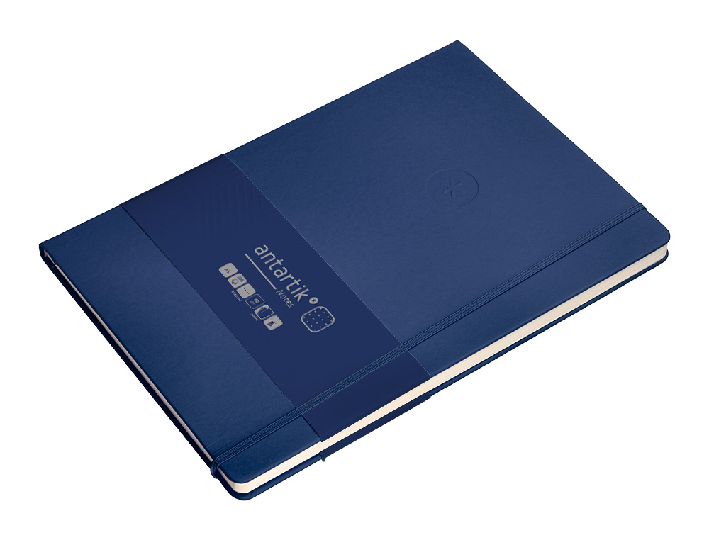 CADERNO COM ELASTICO ANTARTIK NOTES CAPA DURA A4 PONTILHADO AZUL MARINHO 100 FOLHAS 80 GR FSC