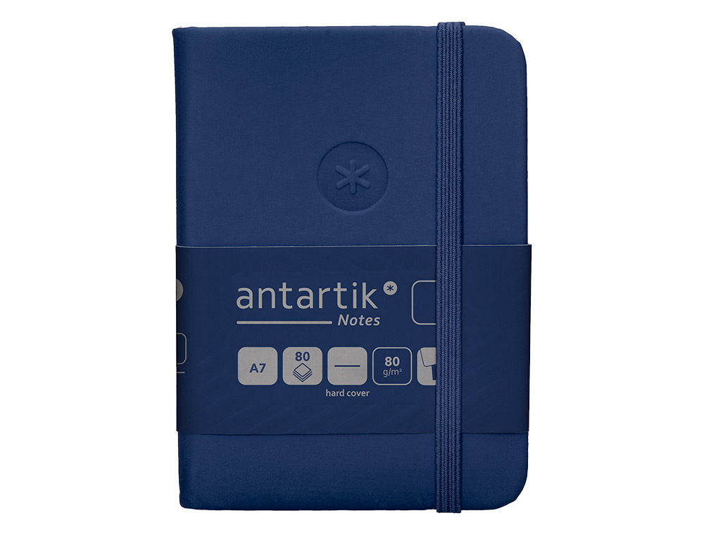CADERNO COM ELASTICO ANTARTIK NOTES CAPA DURA A7 LISO AZUL MARINHO 80 FOLHAS 80 GR FSC