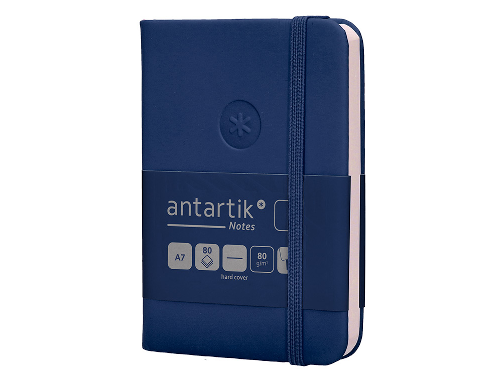 CADERNO COM ELASTICO ANTARTIK NOTES CAPA DURA A7 LISO AZUL MARINHO 80 FOLHAS 80 GR FSC