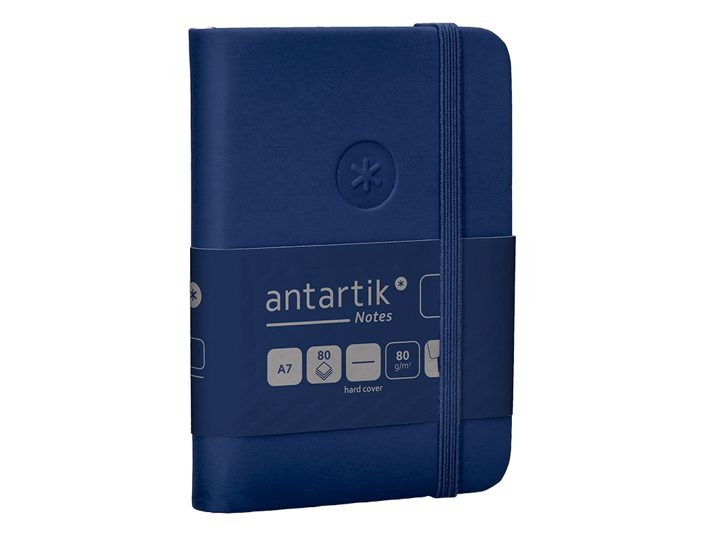 CADERNO COM ELASTICO ANTARTIK NOTES CAPA DURA A7 LISO AZUL MARINHO 80 FOLHAS 80 GR FSC