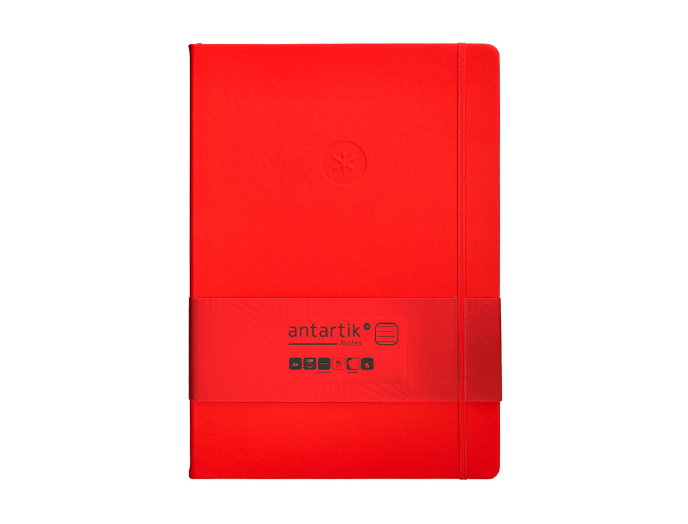 CADERNO COM ELASTICO ANTARTIK NOTES CAPA DURA A4 PAUTADO VERMELHO 100 FOLHAS 80 GR FSC