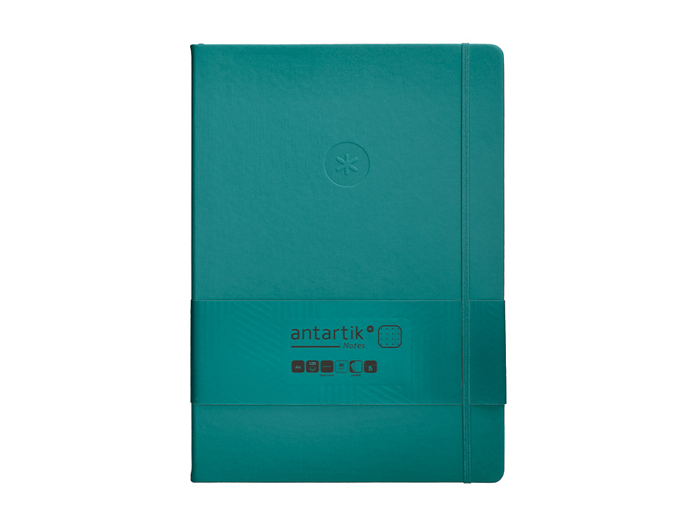 CADERNO COM ELASTICO ANTARTIK NOTES CAPA DURA A4 PONTILHADO VERDE AGUA-MARINHA 100 FOLHAS 80 GR FSC