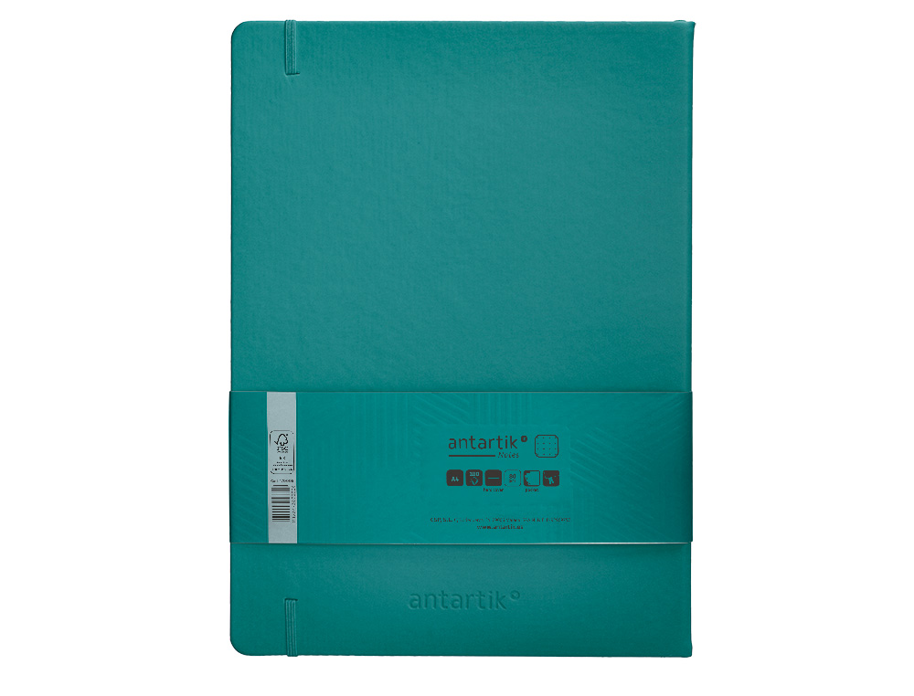 CADERNO COM ELASTICO ANTARTIK NOTES CAPA DURA A4 PONTILHADO VERDE AGUA-MARINHA 100 FOLHAS 80 GR FSC