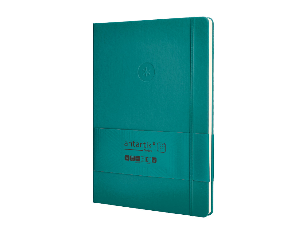CADERNO COM ELASTICO ANTARTIK NOTES CAPA DURA A4 PONTILHADO VERDE AGUA-MARINHA 100 FOLHAS 80 GR FSC