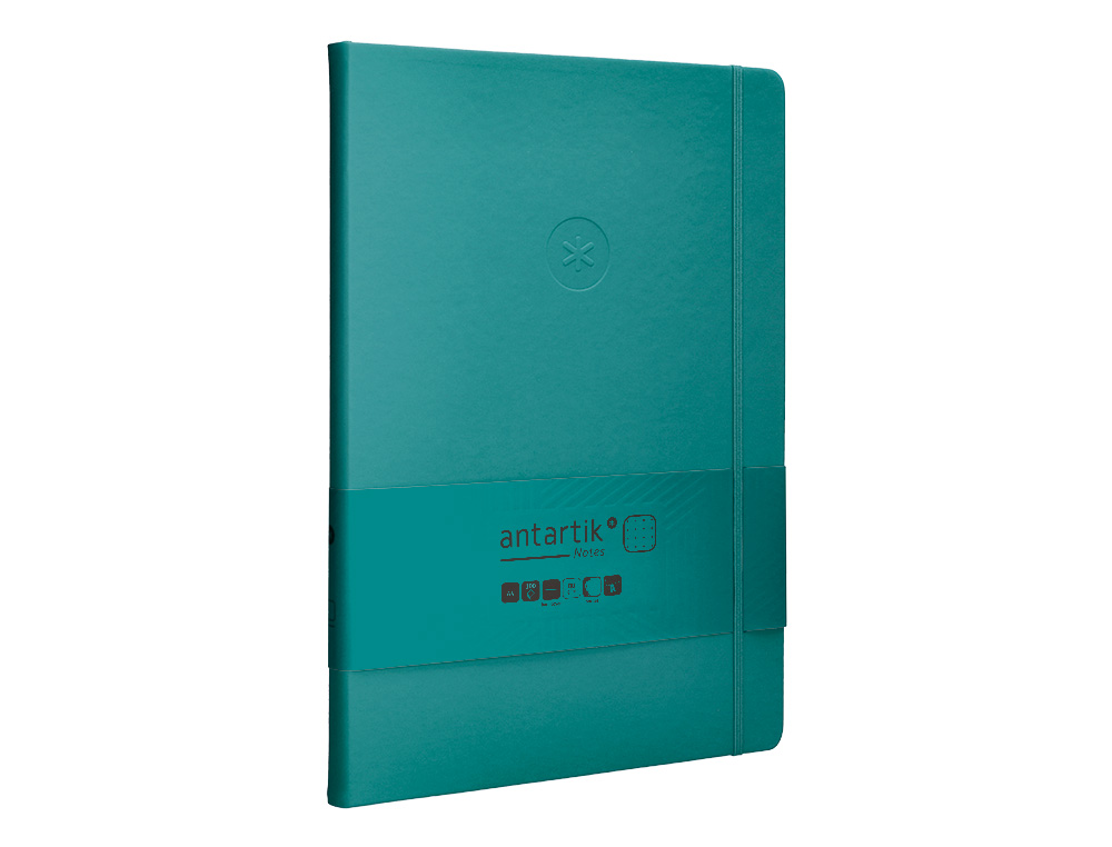 CADERNO COM ELASTICO ANTARTIK NOTES CAPA DURA A4 PONTILHADO VERDE AGUA-MARINHA 100 FOLHAS 80 GR FSC