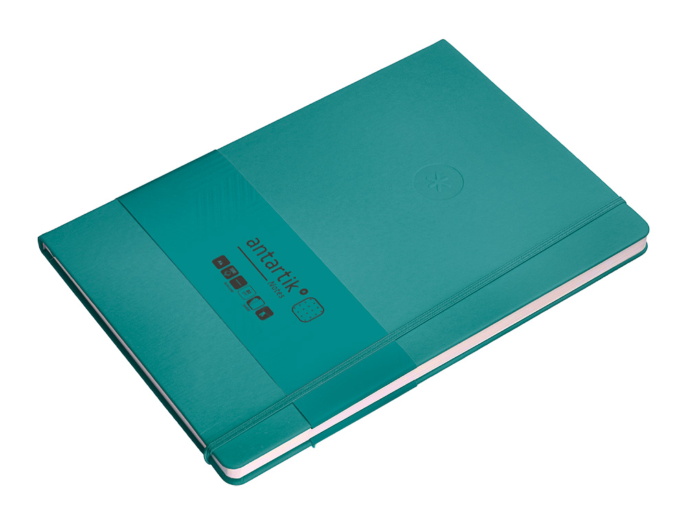 CADERNO COM ELASTICO ANTARTIK NOTES CAPA DURA A4 PONTILHADO VERDE AGUA-MARINHA 100 FOLHAS 80 GR FSC