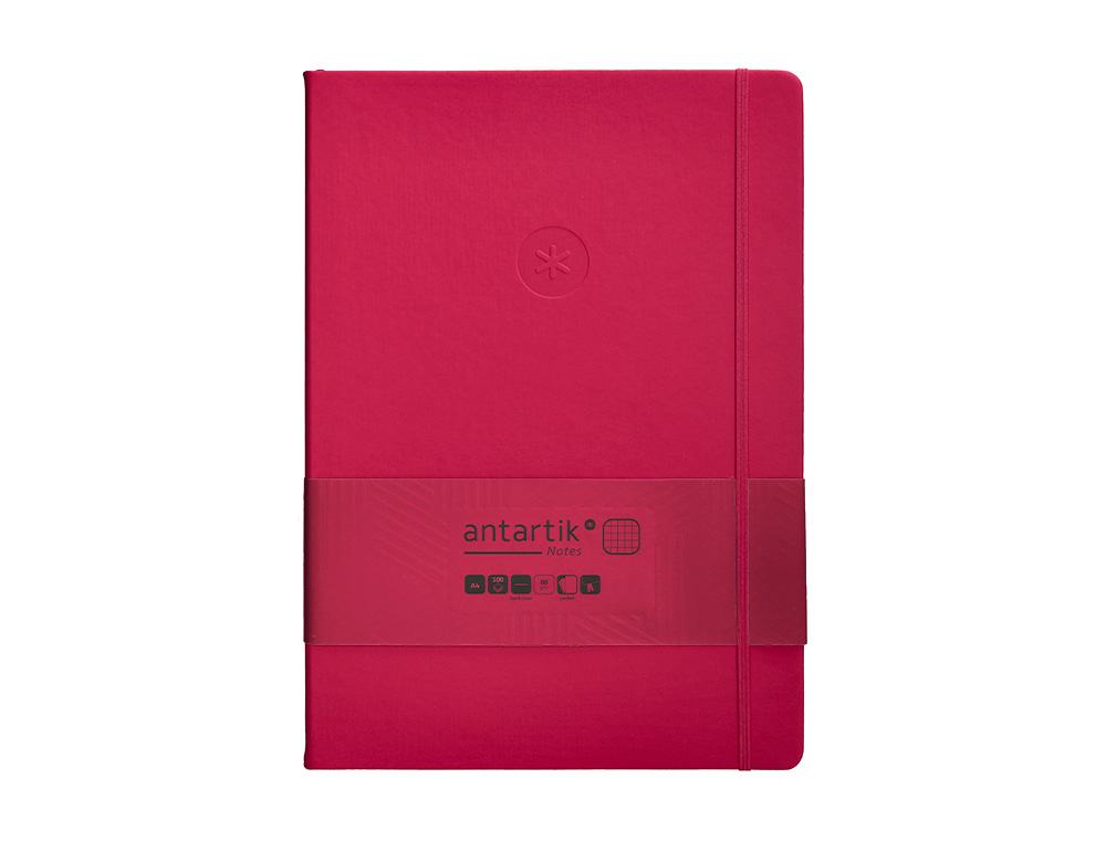 CADERNO COM ELASTICO ANTARTIK NOTES CAPA DURA A4 QUADRICULADO FUCSIA 100 FOLHAS 80 GR FSC