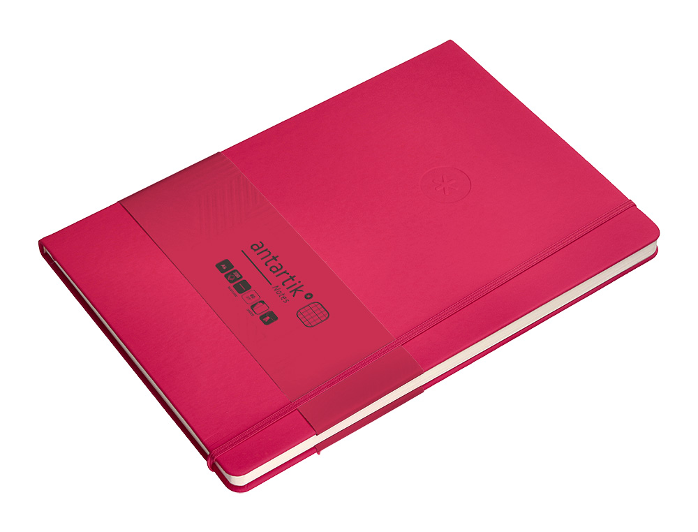 CADERNO COM ELASTICO ANTARTIK NOTES CAPA DURA A4 QUADRICULADO FUCSIA 100 FOLHAS 80 GR FSC