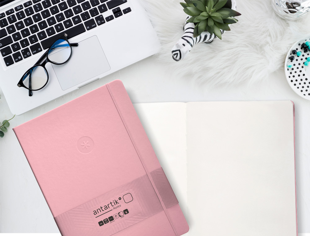 CADERNO COM ELASTICO ANTARTIK NOTES CAPA DURA A4 LISO ROSA PASTEL 100 FOLHAS 80 GR FSC
