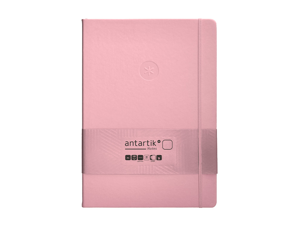 CADERNO COM ELASTICO ANTARTIK NOTES CAPA DURA A4 LISO ROSA PASTEL 100 FOLHAS 80 GR FSC