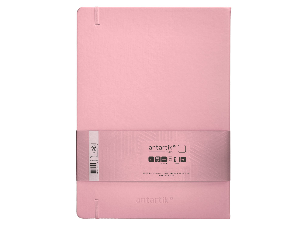 CADERNO COM ELASTICO ANTARTIK NOTES CAPA DURA A4 LISO ROSA PASTEL 100 FOLHAS 80 GR FSC