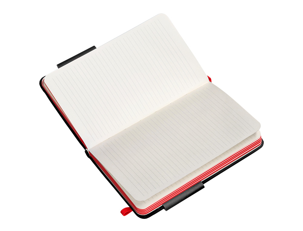 CADERNO COM ELASTICO ANTARTIK NOTES CAPA DURA A6 PAUTADO PRETO E VERMELHO 100 FOLHAS 80 GR FSC