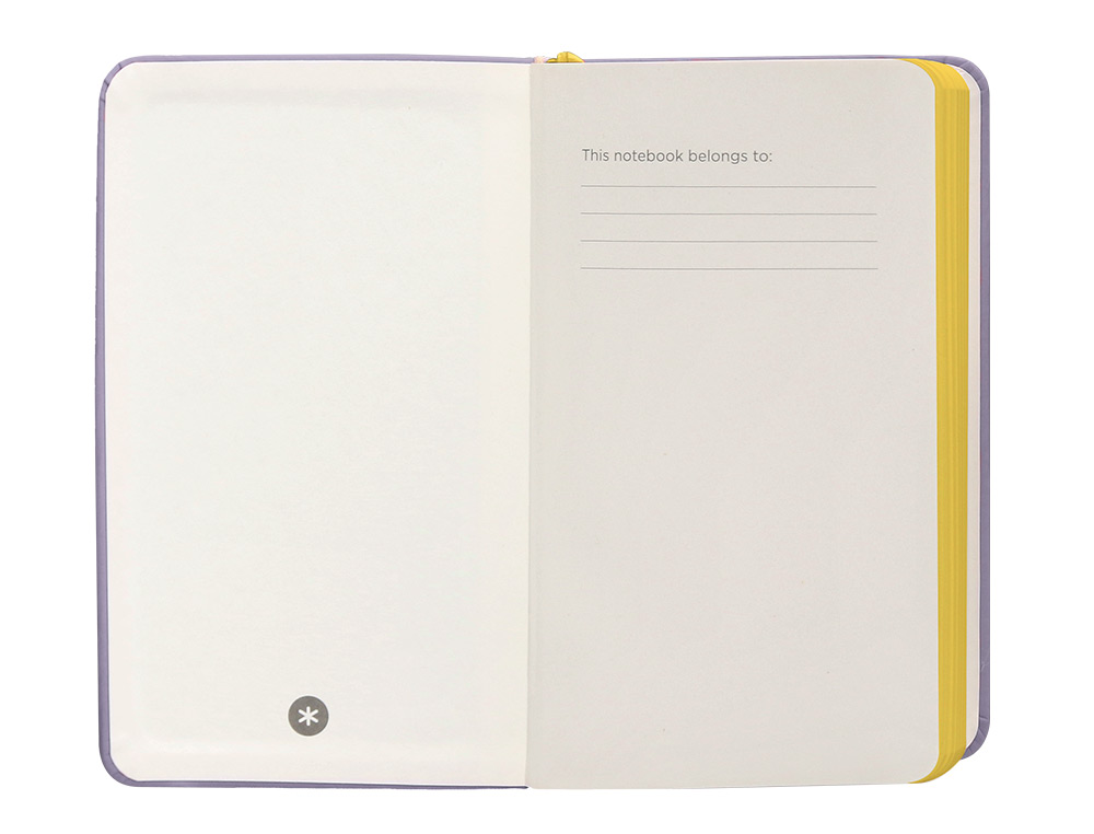 CADERNO COM ELASTICO ANTARTIK NOTES CAPA DURA A6 LISO ROXO E AMARELO 100 FOLHAS 80 GR FSC