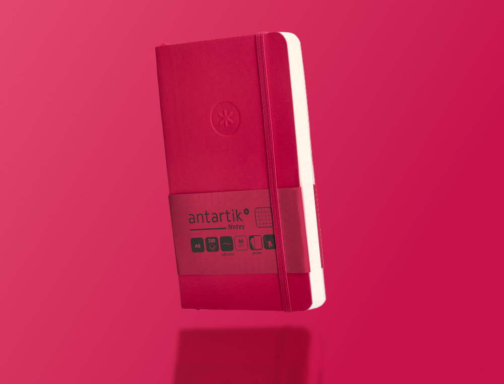 CADERNO COM ELASTICO ANTARTIK NOTES CAPA MOLE A6 QUADRICULADO FUCSIA 100 FOLHAS 80 GR FSC