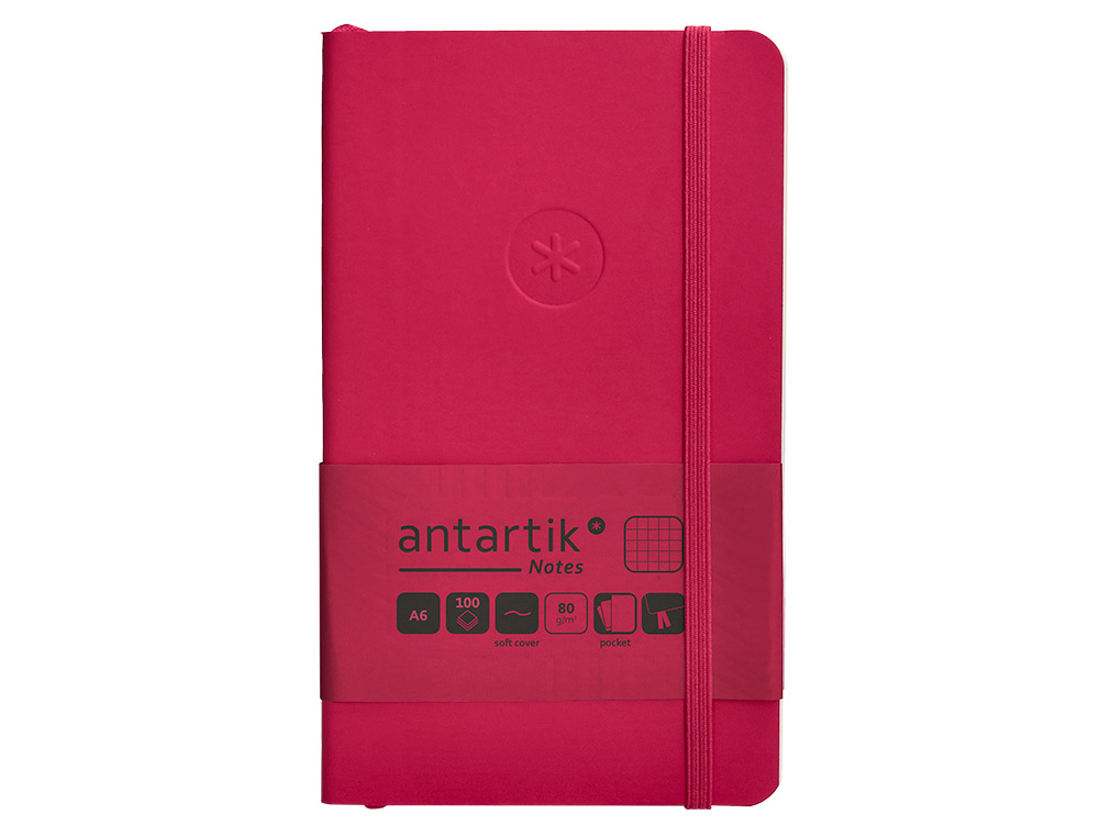 CADERNO COM ELASTICO ANTARTIK NOTES CAPA MOLE A6 QUADRICULADO FUCSIA 100 FOLHAS 80 GR FSC