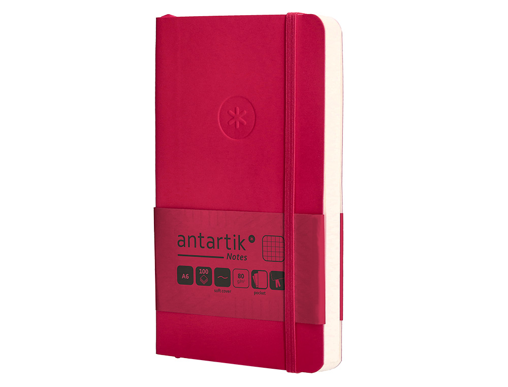 CADERNO COM ELASTICO ANTARTIK NOTES CAPA MOLE A6 QUADRICULADO FUCSIA 100 FOLHAS 80 GR FSC