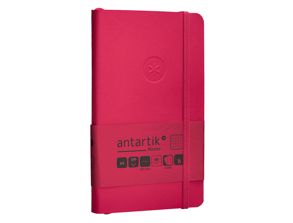 CADERNO COM ELASTICO ANTARTIK NOTES CAPA MOLE A6 QUADRICULADO FUCSIA 100 FOLHAS 80 GR FSC