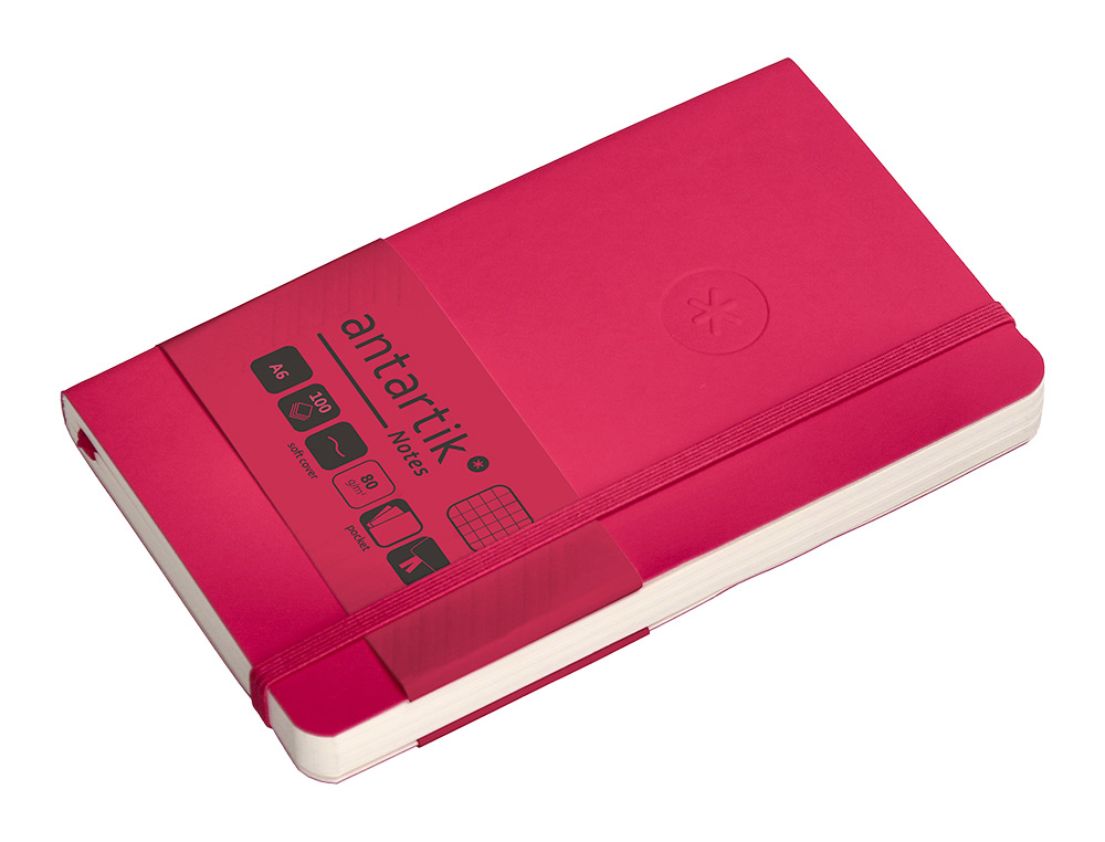 CADERNO COM ELASTICO ANTARTIK NOTES CAPA MOLE A6 QUADRICULADO FUCSIA 100 FOLHAS 80 GR FSC