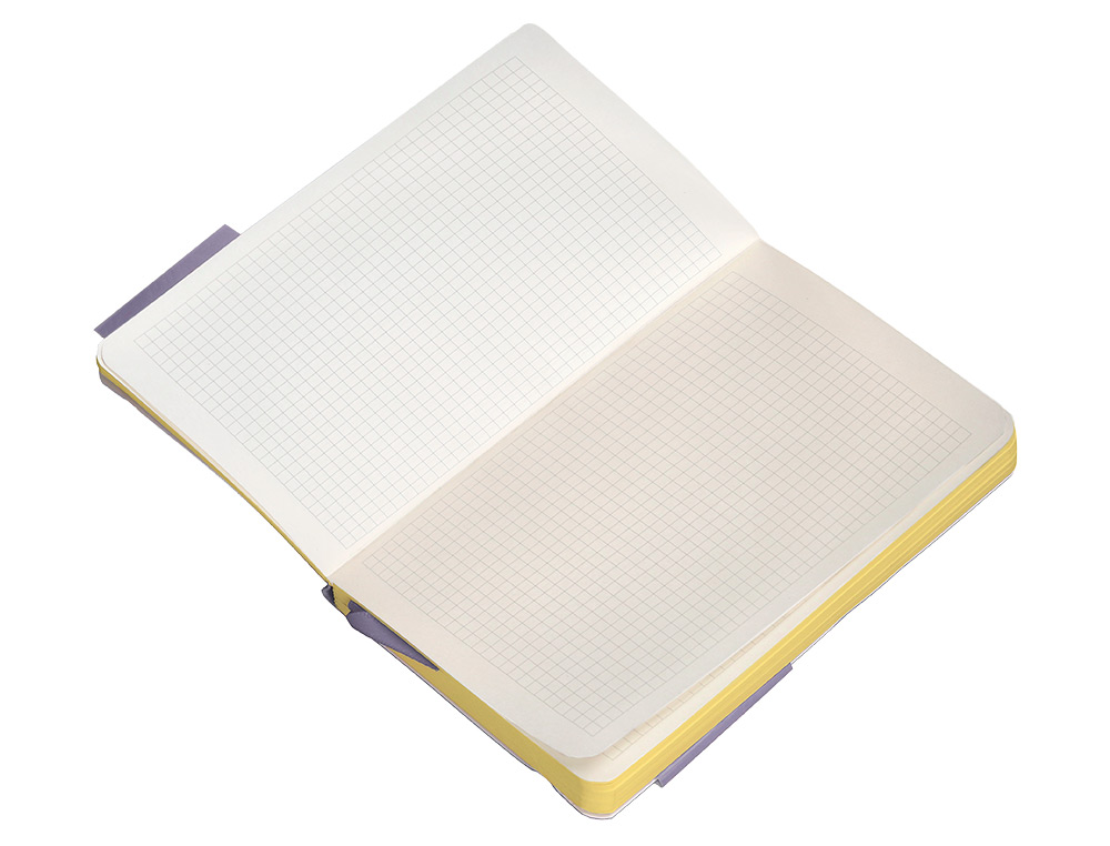 CADERNO COM ELASTICO ANTARTIK NOTES CAPA MOLE A6 QUADRICULADO ROXO E AMARELO 100 FOLHAS 80 GR FSC