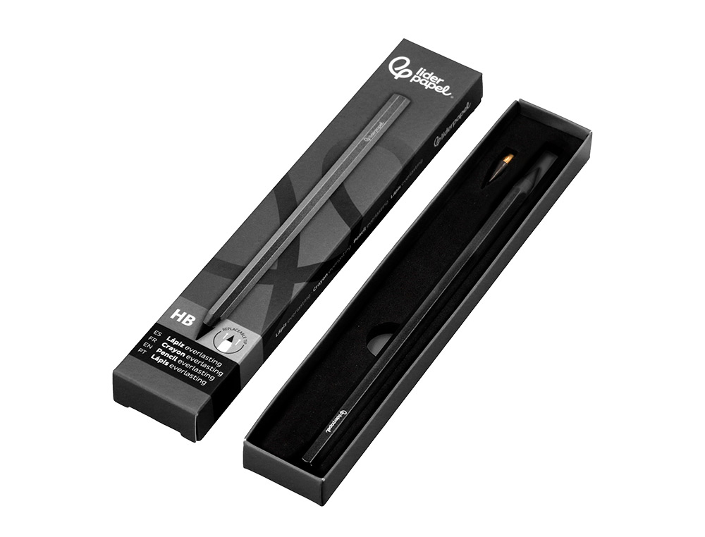 LAPIS DE GRAFITE LIDERPAPEL INFINITO COM BORRACHA ALUMINIO HEXAGONAL PRETO ULTRA RESISTENTE 1 PONTA DE RECARGA