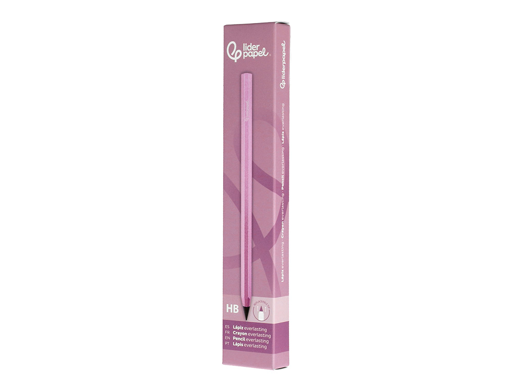 LAPIS DE GRAFITE LIDERPAPEL INFINITO COM BORRACHA ALUMINIO HEXAGONAL ROSA ULTRA RESISTENTE 1 PONTA DE RECARGA