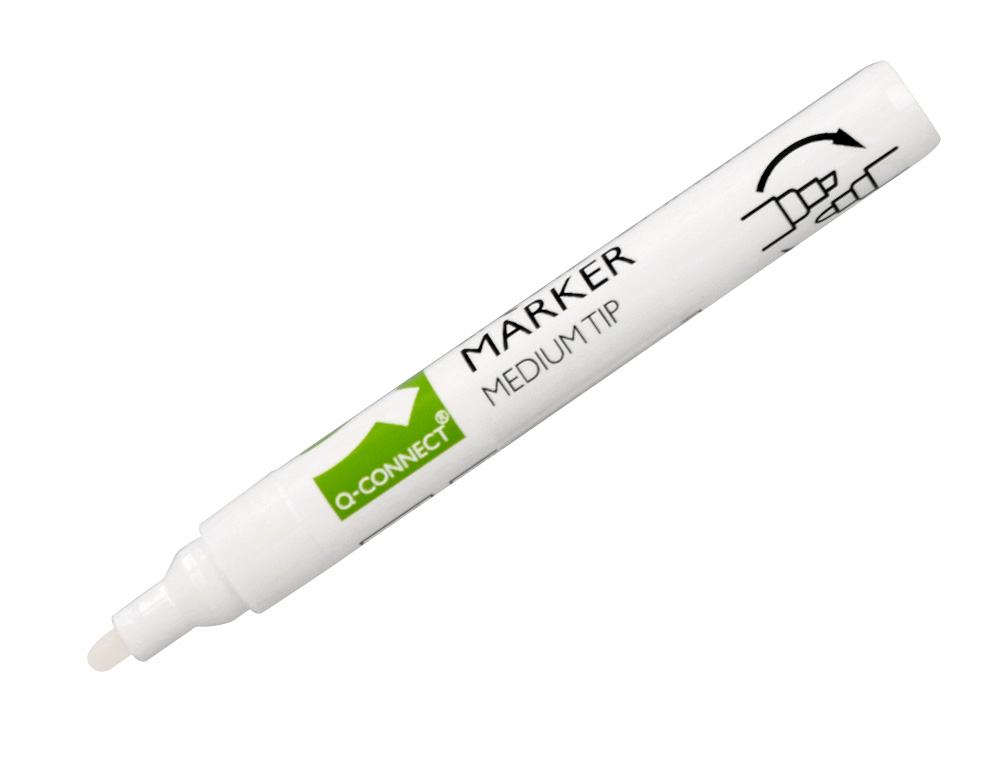 MARCADOR Q-CONNECT GIZ LIQUIDO PONTA REDONDA TRACO 3 MM CAIXA DE 4 UNIDADES COR BRANCO