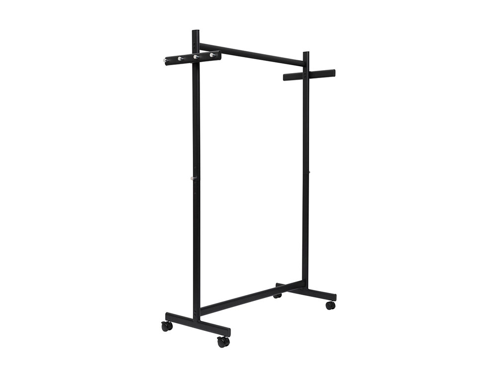 CABIDE ROCADA MAULSAMBA 10 SUPORTES CAVALETE COM RODAS COR PRETO 116X508X1725 MM