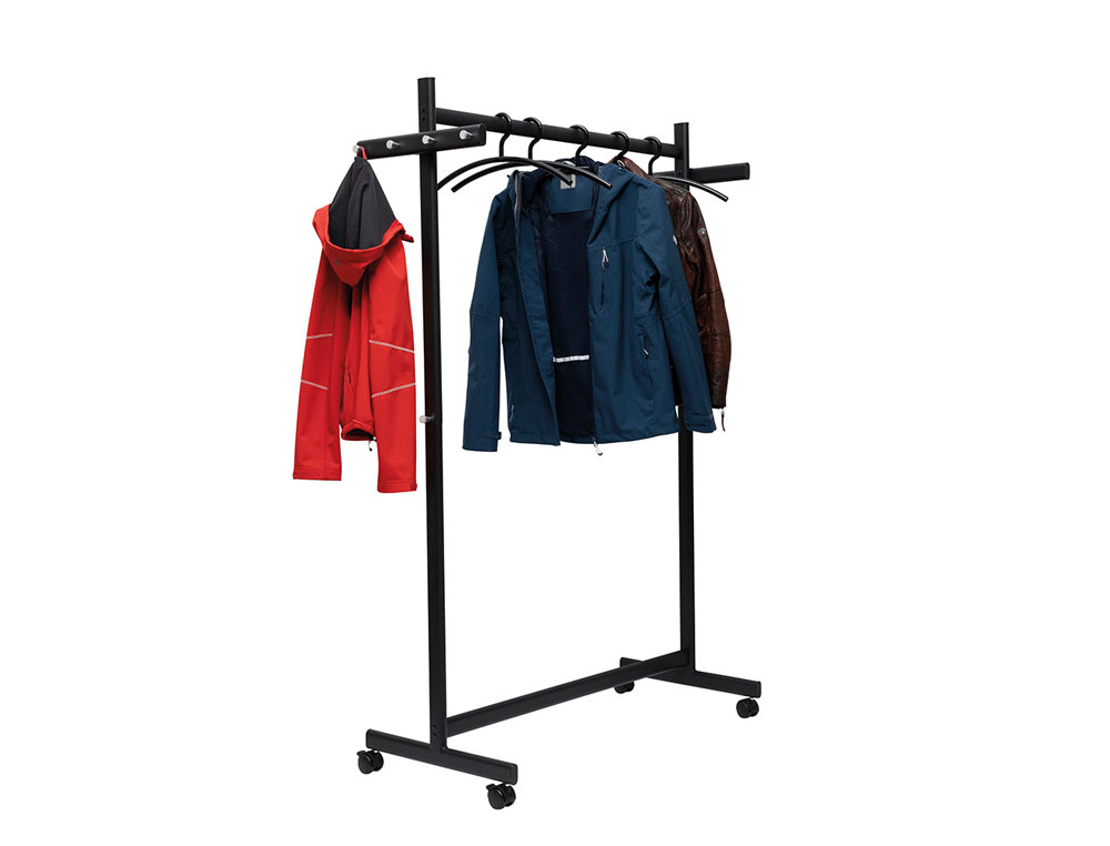 CABIDE ROCADA MAULSAMBA 10 SUPORTES CAVALETE COM RODAS COR PRETO 116X508X1725 MM