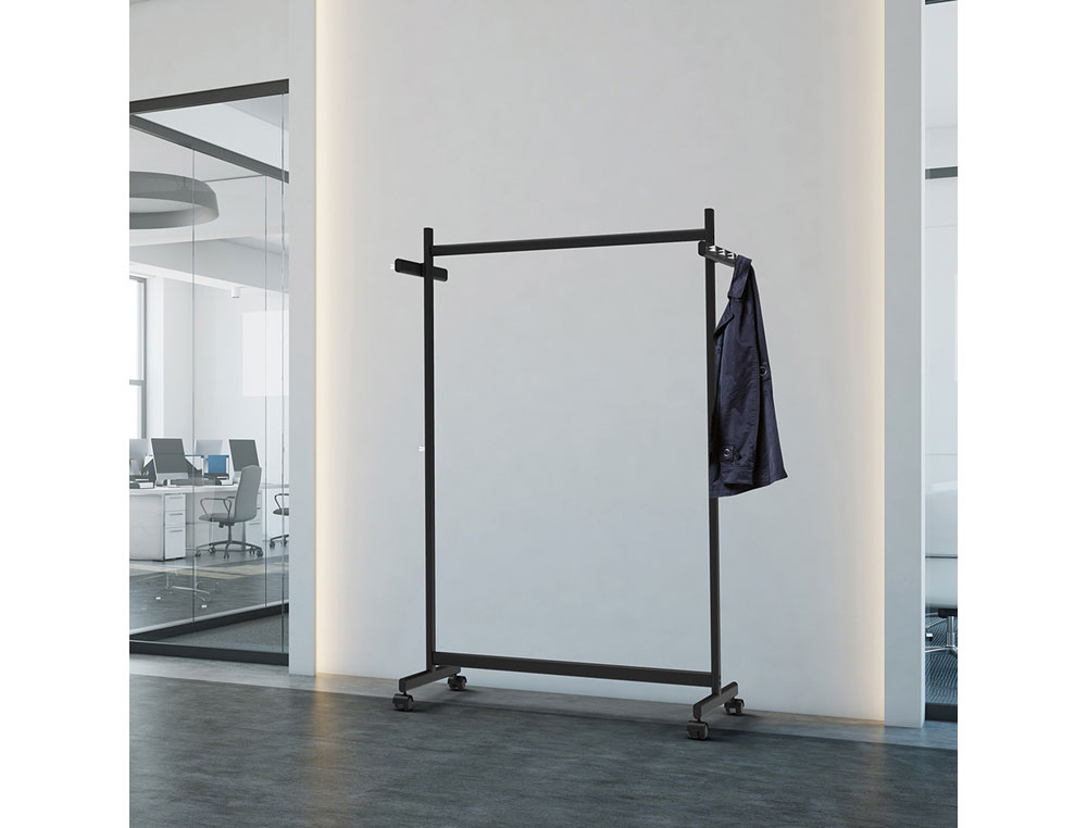 CABIDE ROCADA MAULSAMBA 10 SUPORTES CAVALETE COM RODAS COR PRETO 116X508X1725 MM