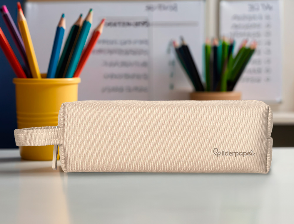 ESTOJO ESCOLAR LIDERPAPEL CLASSIC RETANGULAR COM ASA 210X70 MM CREME