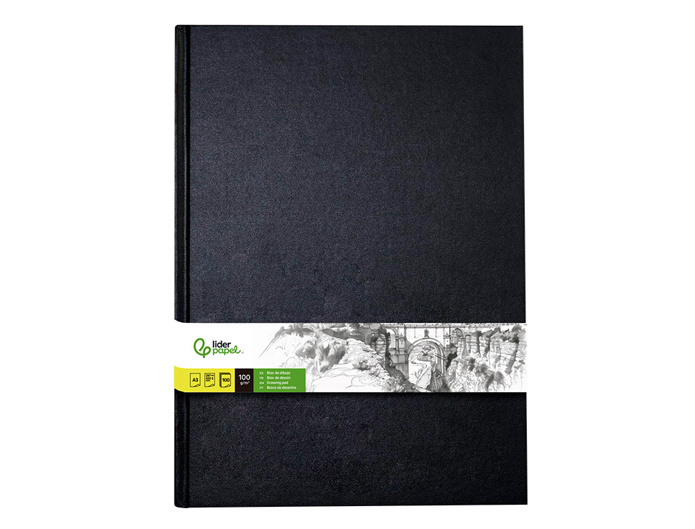 DIARIO GRAFICO ENCADERNADO LIDERPAPEL DIN A3 420X297 MM 100 FOLHAS 100 GR COR PRETA