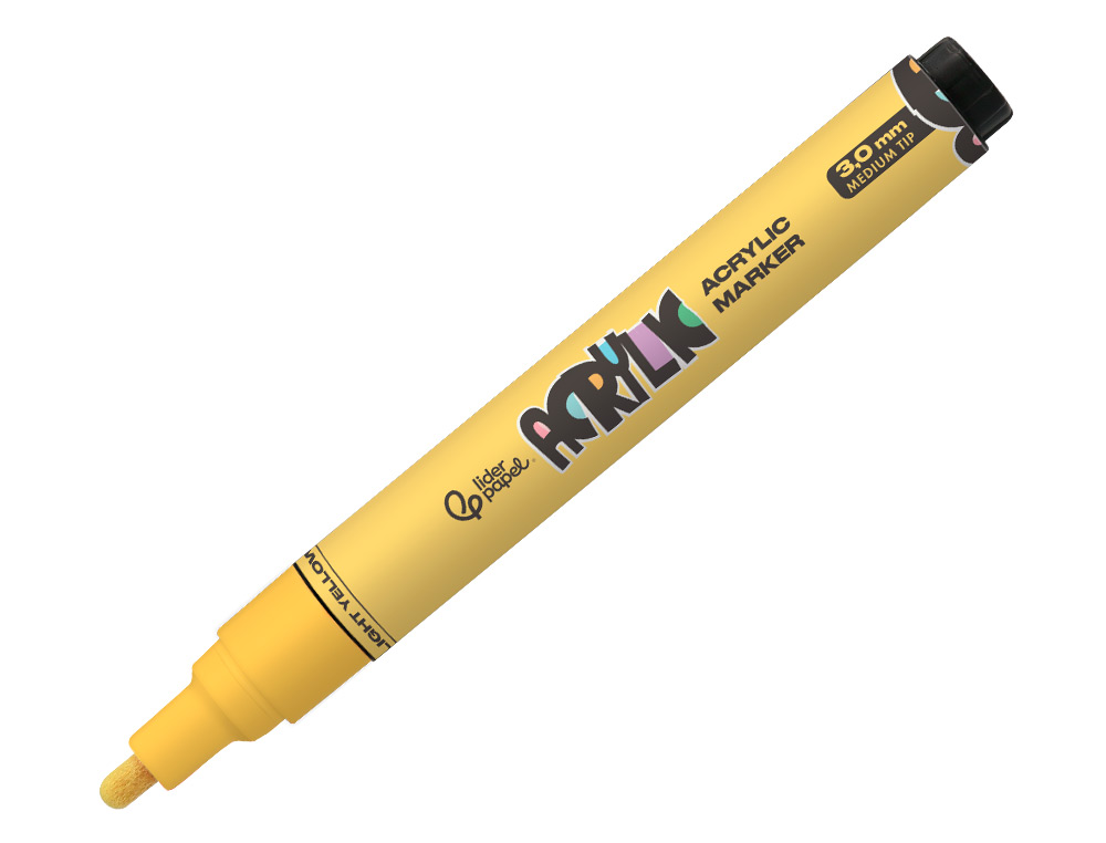 MARCADOR LIDERPAPEL ACRYLIC BASE AGUA TODO TIPO DE SUPERFICIE PONTA REDONDA 3 MM AMARELO CLARO