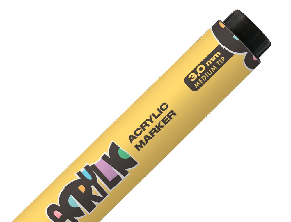 MARCADOR LIDERPAPEL ACRYLIC BASE AGUA TODO TIPO DE SUPERFICIE PONTA REDONDA 3 MM AMARELO CLARO