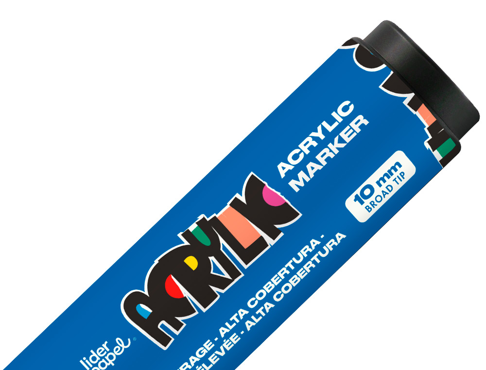MARCADOR LIDERPAPEL ACRYLIC BASE AGUA TODO TIPO DE SUPERFICIE PONTA RETANGULAR 10 MM AZUL