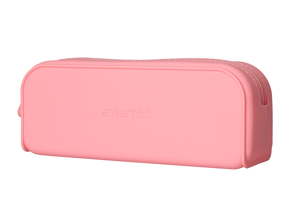 ESTOJO ESCOLAR ANTARTIK PRISMA SILICONE SOFT RETANGULAR 185X50X75 MM ROSA CHICLETE