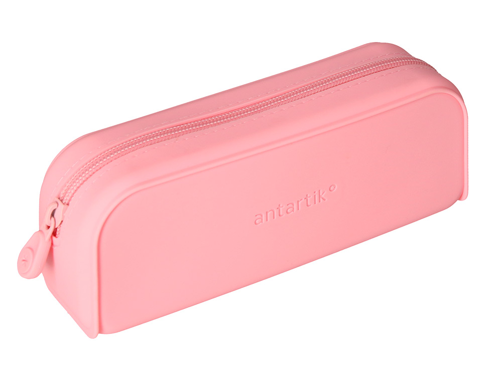 ESTOJO ESCOLAR ANTARTIK PRISMA SILICONE SOFT RETANGULAR 185X50X75 MM ROSA CHICLETE