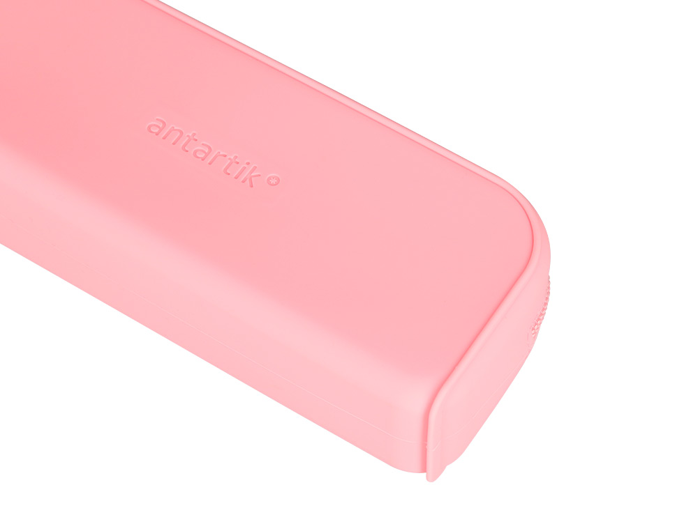 ESTOJO ESCOLAR ANTARTIK PRISMA SILICONE SOFT RETANGULAR 185X50X75 MM ROSA CHICLETE