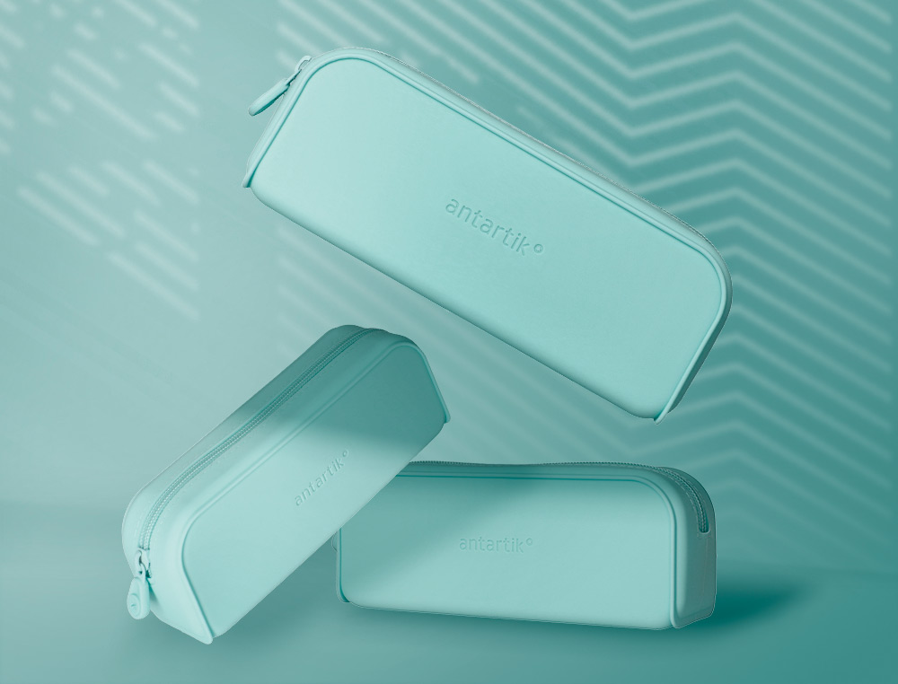 ESTOJO ESCOLAR ANTARTIK PRISMA SILICONE SOFT RETANGULAR 185X50X75 MM MENTA