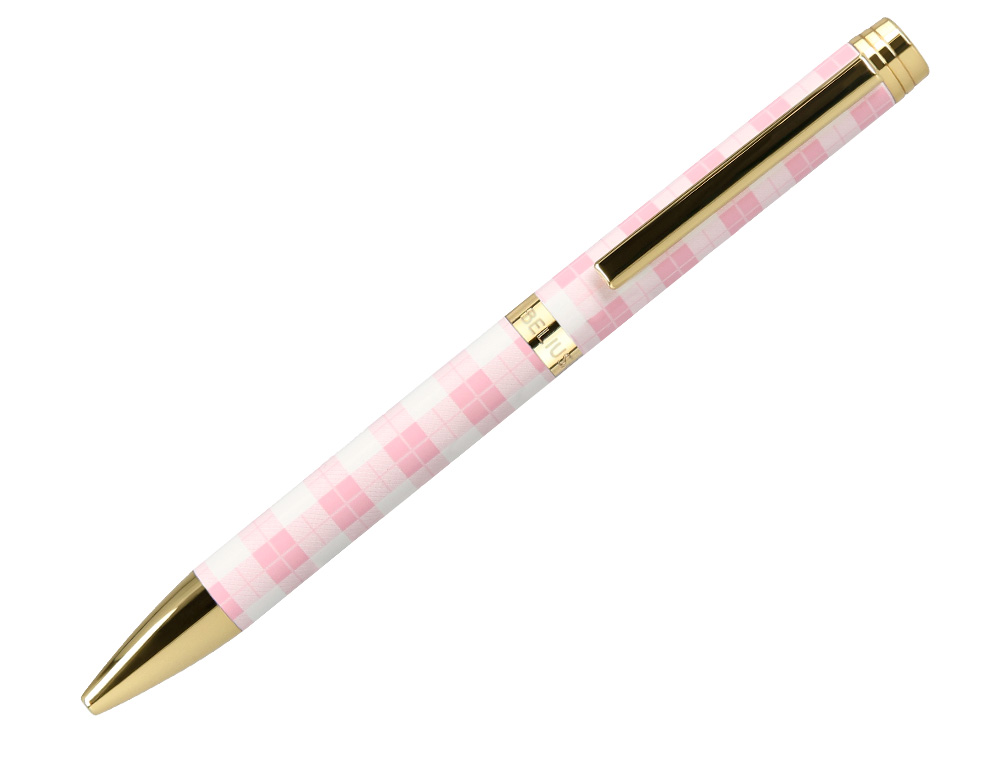 ESFEROGRAFICA BELIUS PICNIC ALUMINIO COR ROSA DOURADO TINTA COR AZUL CAIXA DE DESIGN