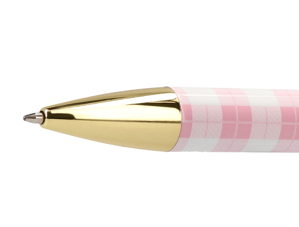 ESFEROGRAFICA BELIUS PICNIC ALUMINIO COR ROSA DOURADO TINTA COR AZUL CAIXA DE DESIGN