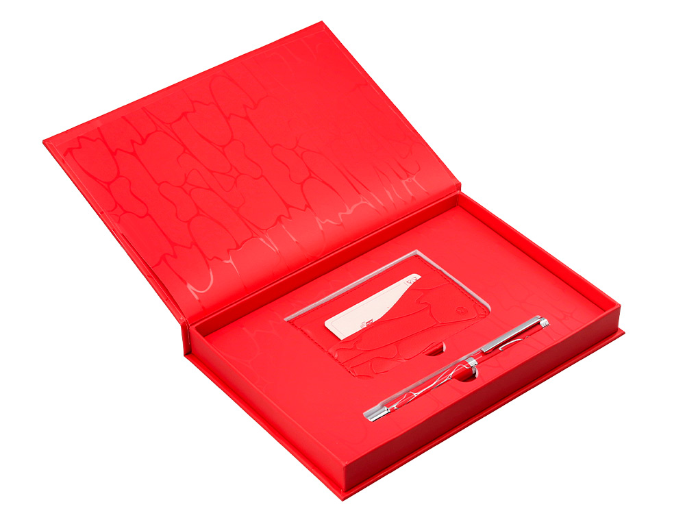 ESFEROGRAFICA E PORTA CARTOES BELIUS COCKTAILS BLOODY MARY ALUMINIO VERMELHO PRATEADO RELEVO TINTA COR AZUL CAIXA DE DES