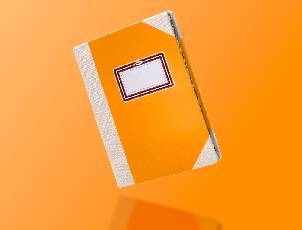 LIVRO DE CARTAO COSIDO FERNANDES FLECHA DIN A6+ PAUTADO 50 FOLHAS 100 GR LARANJA